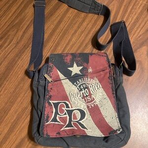 Puerto Rico Graphic Crossbody Bag - Navy and Red
